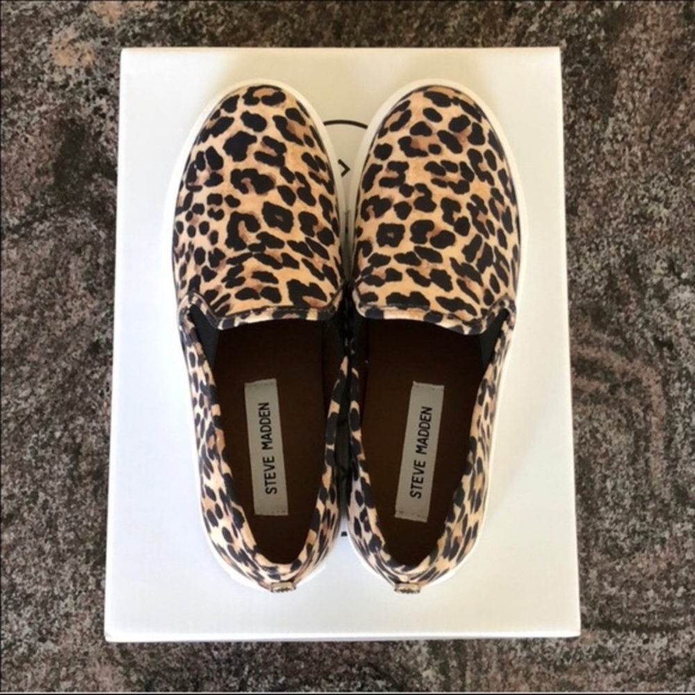 SOLD! Steve Madden leopard slip ons